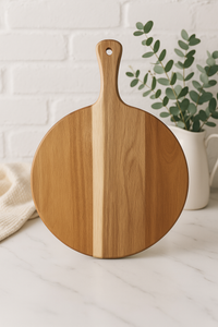 Acacia Wood Round Cutting Board with Handle
