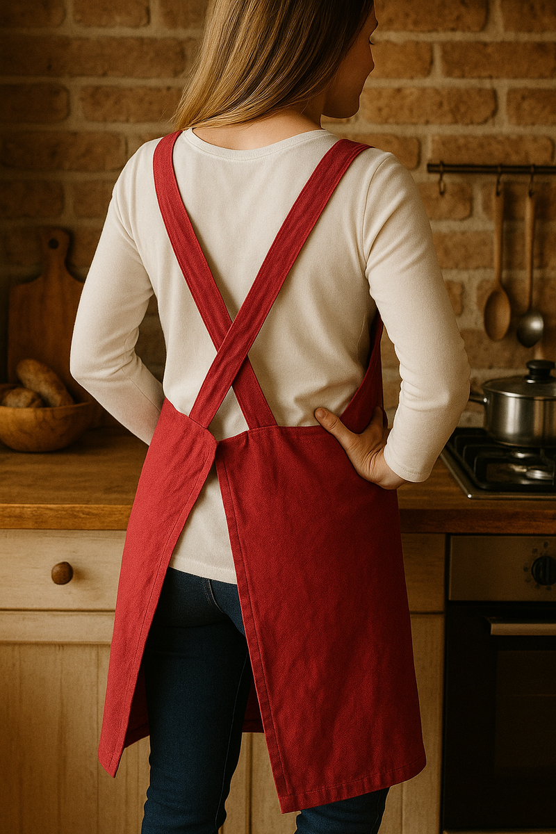 Cross Back Linen Apron – Farmhouse Kitchen Apron for Homemakers | Timeless & Comfortable Design