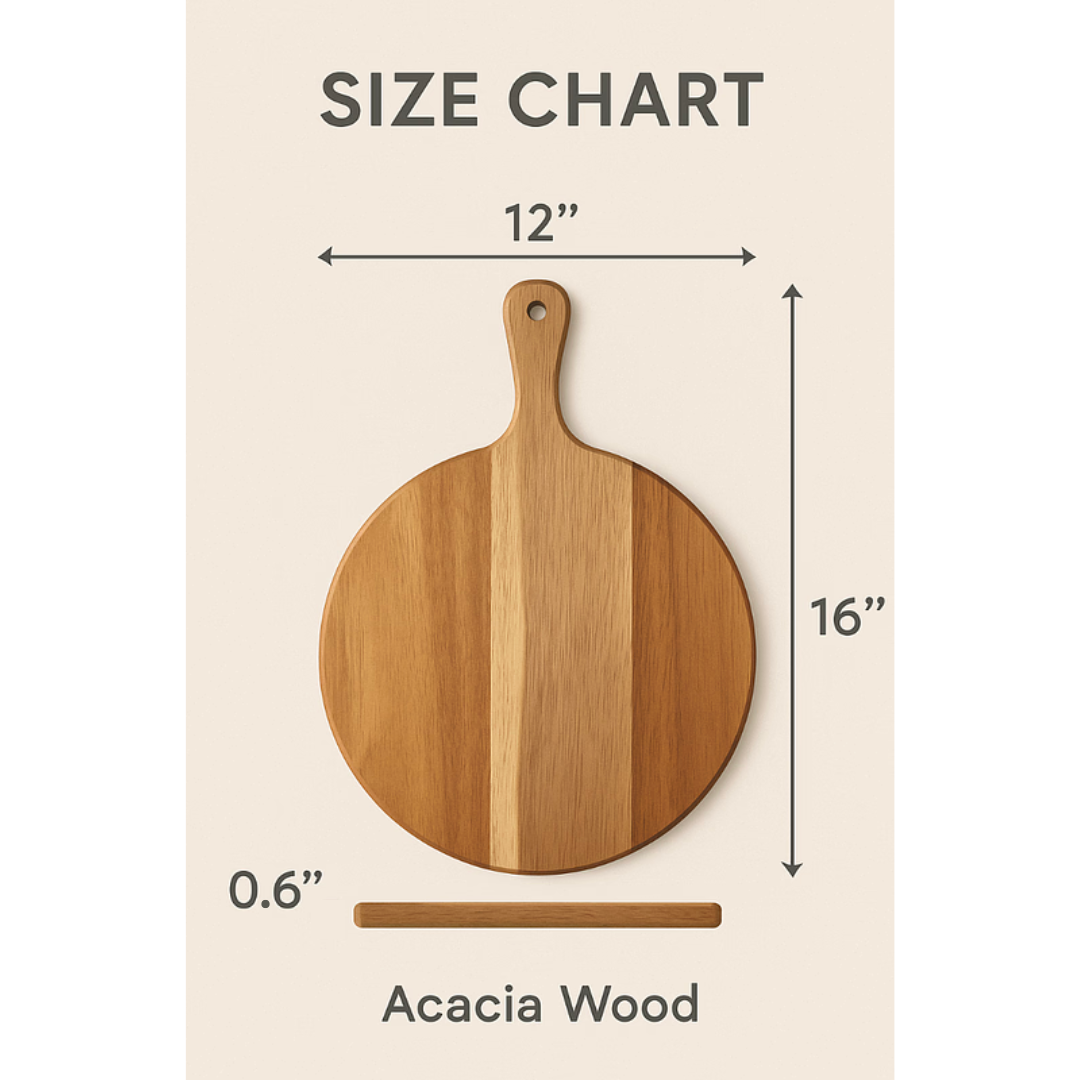 Acacia Wood Round Cutting Board with Handle